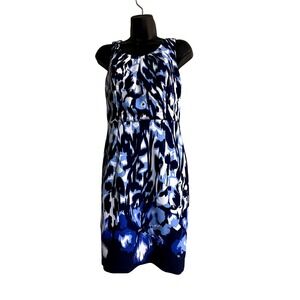 Roulette Womens Abstract Floral Sleeveless Sheath Dress Blue Knee Length‎ Sz 4